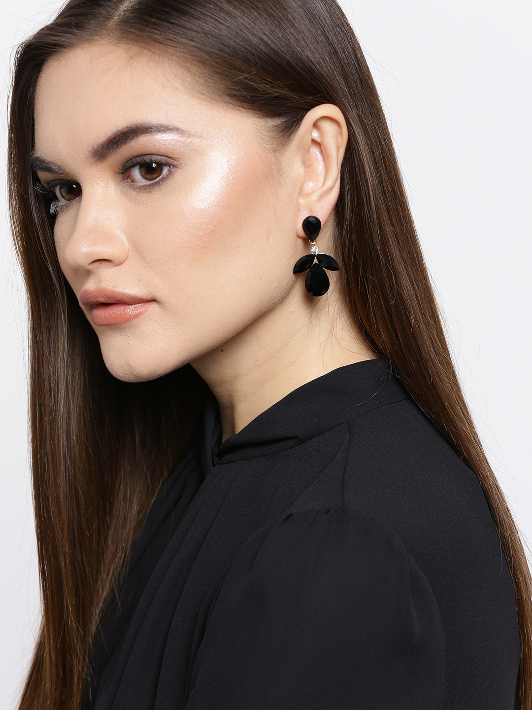 YouBella Jewellery Crystal Drop Earrings for Girls and Women ((BLACK)